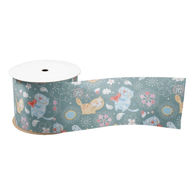 Ruban En Satin Ribbon Cute Cats (Bobine)