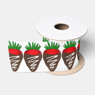 Ruban En Satin Ribbon de fraises couvertes de chocolat