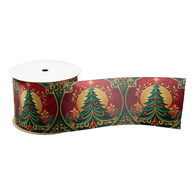 Ruban En Satin Ribbon de Noël Arbre Satin (Bobine)