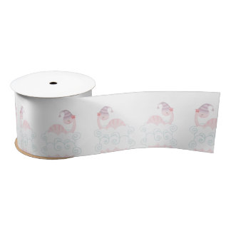 Ruban En Satin Ribbon Dinosaure Rose
