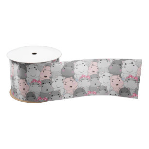 Ruban En Satin Ribbon Hippo bébé mignon