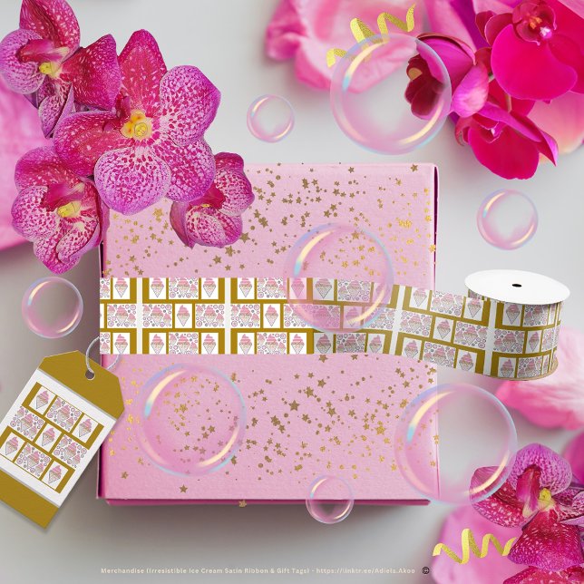 Ruban En Satin Ribbon Irresistible glace crème Licorice en Carame (Irresistible Ice Cream Satin Ribbon & Gift Tag designed by Poet Adiela Akoo. Love it? GET it now! )