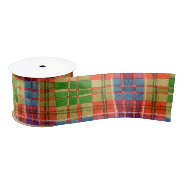 Ruban En Satin Ribbon MAC RAE TARTAN 3" large satin (Bobine)