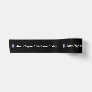 Ruban En Satin Ribbon Miss America Blue Crown Satin
