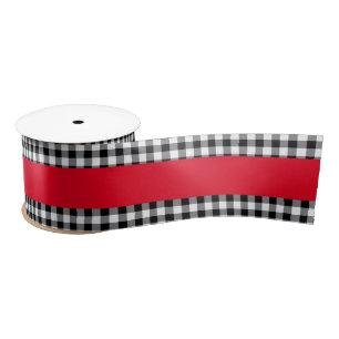 Ruban En Satin Ribbon noir En vichy satin