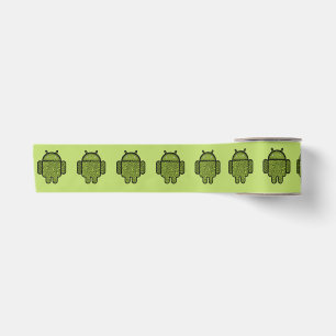 Ruban En Satin Robot Androïde Vert mignon Nerdy