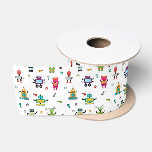 Ruban En Satin Robots Multicolores Mignons Motif Robot Enfants