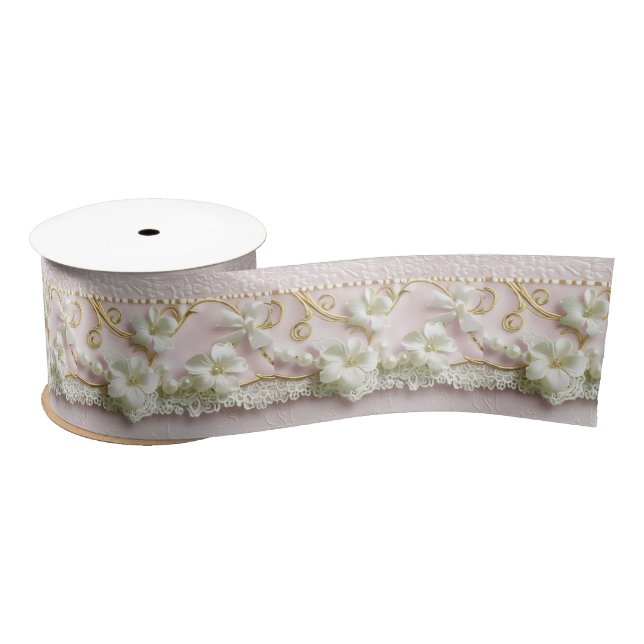 Ruban En Satin Romantic Pink Floral (Bobine)