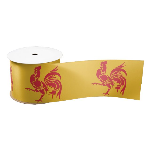 Ruban En Satin Rooster rouge (Drapeau de Wallonie) (Bobine)