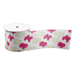 Ruban En Satin Rose Blanc Cirque Zoo Animaux Cookies Crackies