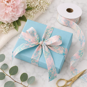 Ruban En Satin Rose chic et marbre bleu