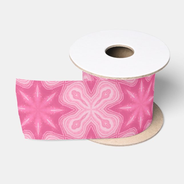 Ruban En Satin Rose et Blanc (Bobine)