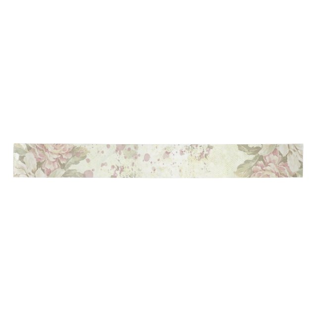 Ruban En Satin Rose Florale Rose Chic Usé (Devant)