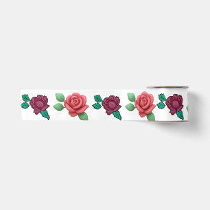 Ruban En Satin Rose florale rouge élégante