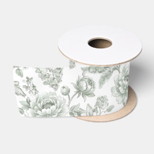 Ruban En Satin Rose florale vert sauge élégant 
