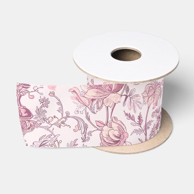 Ruban En Satin Rose Pâle Mauve Chinoiserie (Bobine)