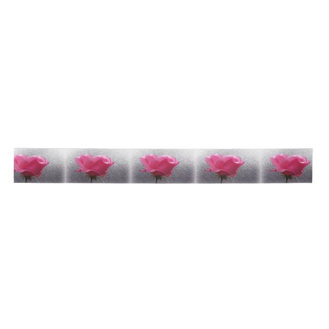 Ruban En Satin rose sur gris (Devant)
