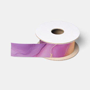 Ruban En Satin Rose violet moderne et or