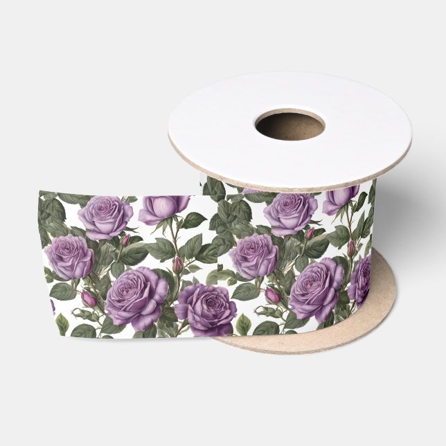 Ruban En Satin Roses de Rose pourpre, (Bobine)