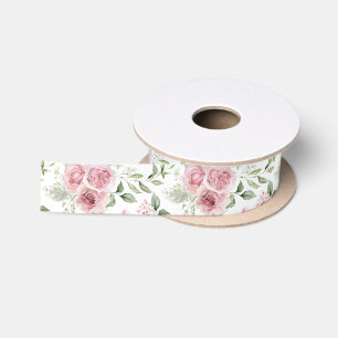 Ruban En Satin Roses Eucalyptus Verdure Rose Pâle Chic Démodé