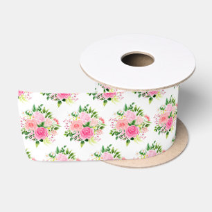 Ruban En Satin Roses roses fleurs et verdure