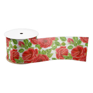 Ruban En Satin Roses rouges aquarelle transparente motif