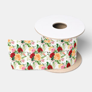 Ruban En Satin Roses rouges et orange romantiques
