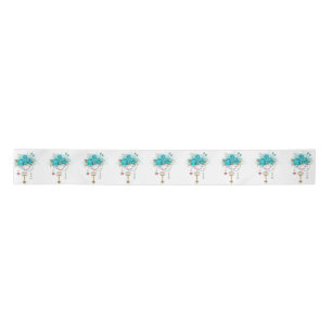 Ruban En Satin Roses turquoise avec touches