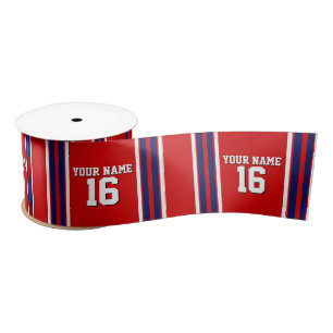 Ruban En Satin Rouge avec Marine White Stripes Team Jersey