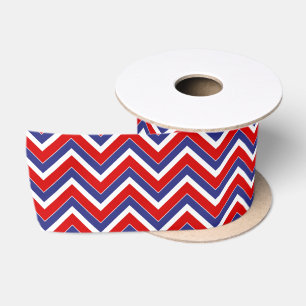 Ruban En Satin Rouge, Blanc, Bleu Chevron 1 SATIN RIBBON SPOOL
