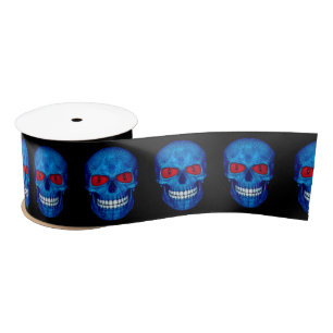 Ruban En Satin Rouge Blanc Bleu USA Zombie Skull Satin Ruban