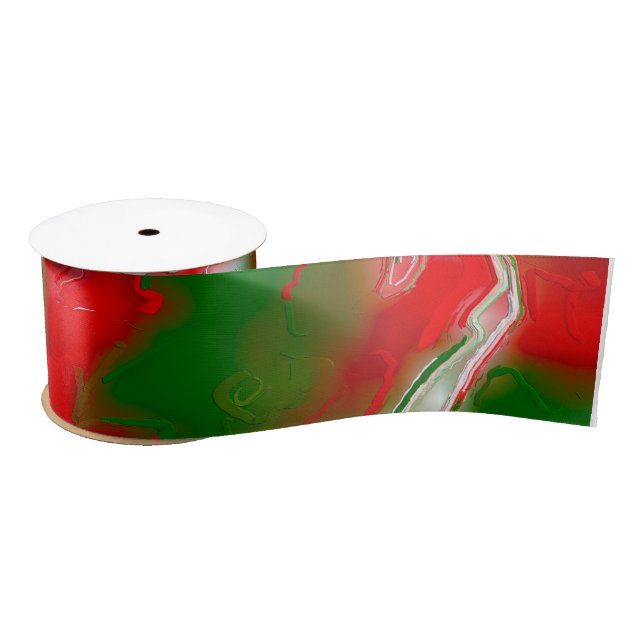 Ruban En Satin Rouge, blanc et vert Abstrait (Bobine)