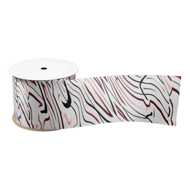 Ruban En Satin Rouge blanc noir Abstrait rayure design (Bobine)