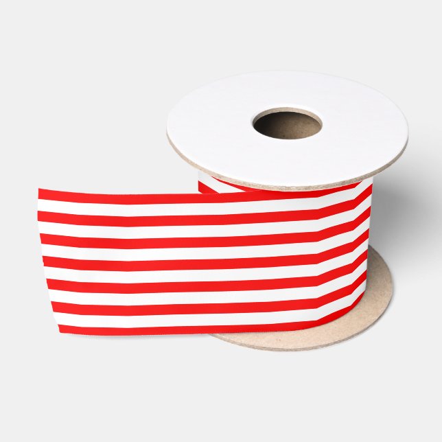 Ruban En Satin Rouge et Blanc Classique Rayé Marin Prépa (Bobine)