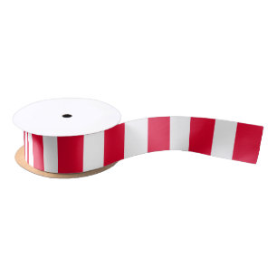 Ruban En Satin Rouge et Blanc Rayures Épaisses