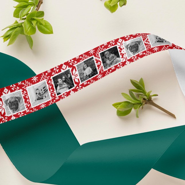 Ruban En Satin Rouge et blanc Sweat Nordic Photo Motif (Créateur téléchargé)