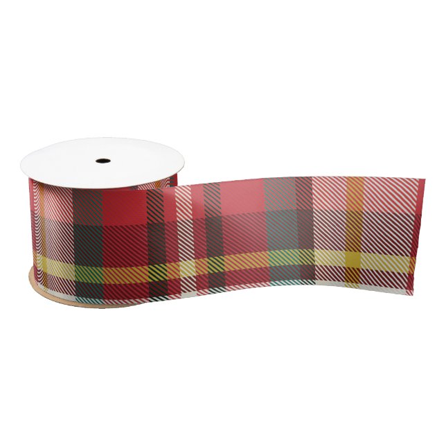 Ruban En Satin Rouge et Vert Plaid Rustique Noël Fêtes (Bobine)
