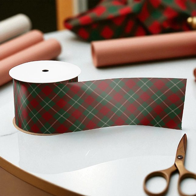 Ruban En Satin Rouge et vert Tartain Rustique Plaid (Créateur téléchargé)