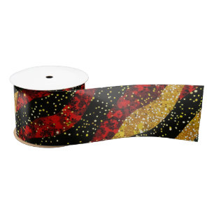 Ruban En Satin Rouge Jaune Noir Vagues de Parties scintillant fes