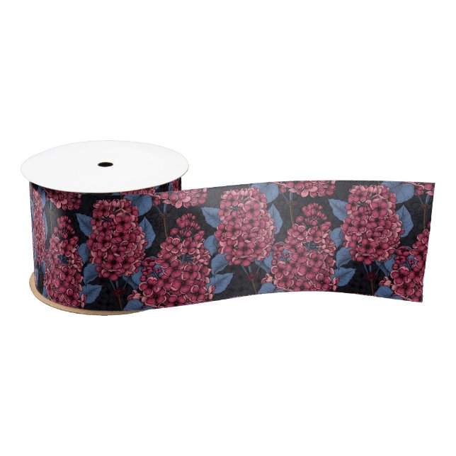 Ruban En Satin Rouge lilas sur bleu foncé (Bobine)
