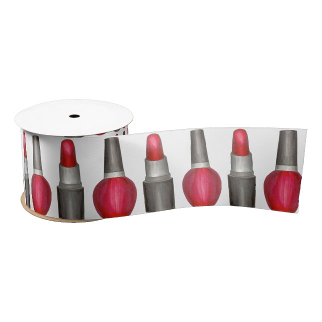 Ruban En Satin Rouge Lipstick ongle polonais beauté maquillage fa (Bobine)