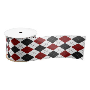 Ruban En Satin rouge noir blanc Jacquard plaid