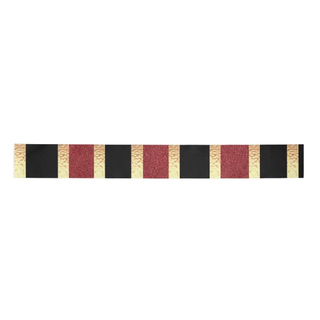 Ruban En Satin Rouge noir Golden Stripes moderne (Devant)
