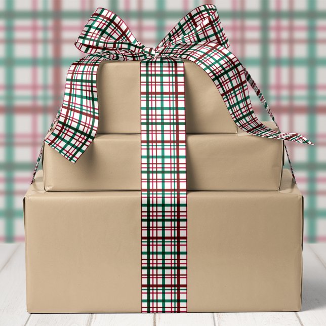 Ruban En Satin Rouge Vert Carreaux Classique Noël (Créateur téléchargé)