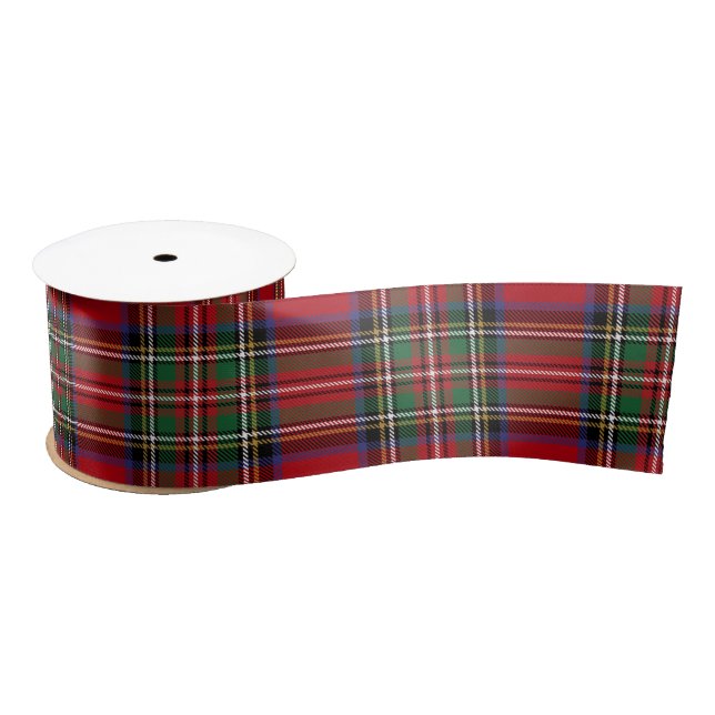 Ruban En Satin Rouge Vert Plaid Rustique Clan Stewart Tartan (Bobine)