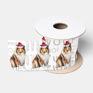 Ruban En Satin Rough Collie Funny Père Noël Chien Noël