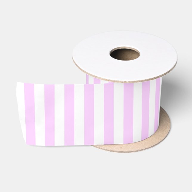 Ruban En Satin Rougissent les rayures verticales de rose et (Bobine)