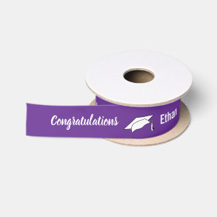 Ruban En Satin Royal Purple White Félicitations pour l'obtention