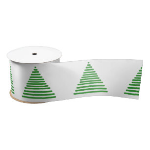 Ruban En Satin Ruban - Arbres Xmas de ligne graphique