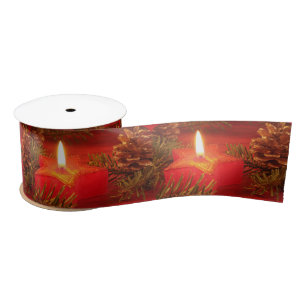 Ruban En Satin Ruban cadeau Red Christmas Star Candle Satin